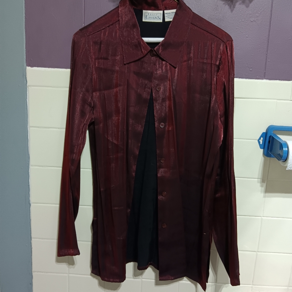 Ladies medium long sleeve 75% rayon basic edmon Burgundy.
